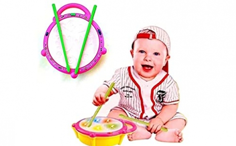 Toylelo Flash Drum Toys for Kids with Light & Colorful Plastic Drum for Childrens Baby Toy Best Gift for Boys & Girls (Multicolor)